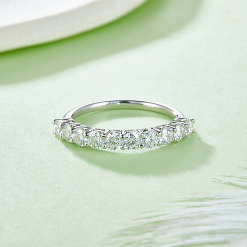 Round S925 silver plated white gold moissanite diamond women's ring 1.0 carat D-grade